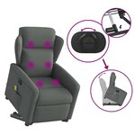 vidaXL Fauteuil inclinable de massage électrique Gris foncé Tissu