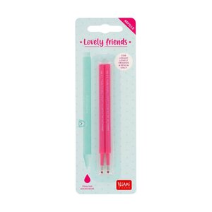Legami REFCPP0005 - Set de 2 recharges pour stylo à encre gel Lovely Friends - Encre rose