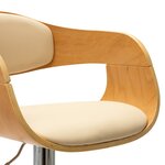 vidaXL Chaises de bar lot de 2 crème bois courbé et similicuir