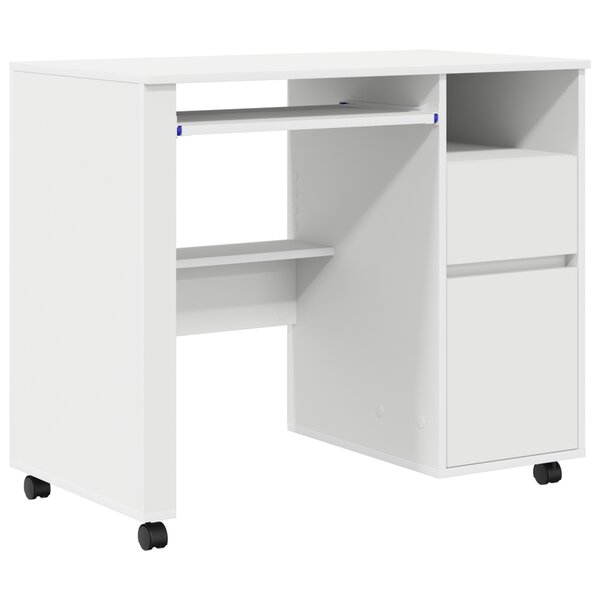 vidaXL Bureau blanc avec tiroirs Blanc MDF  Panneau de particules Standard