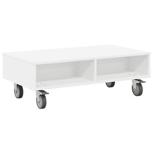 vidaXL Table d'appoint avec roues Blanc 90 x 50 x 30 cm