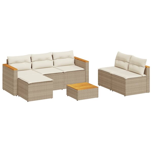 vidaXL Salon de jardin avec coussins 5 Pièces beige résine tressée acacia