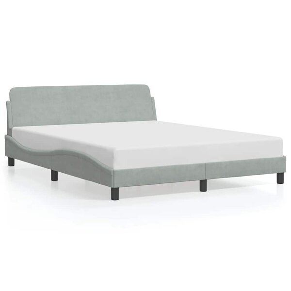 vidaXL Cadre de lit Dover gris clair 160x200 cm velours
