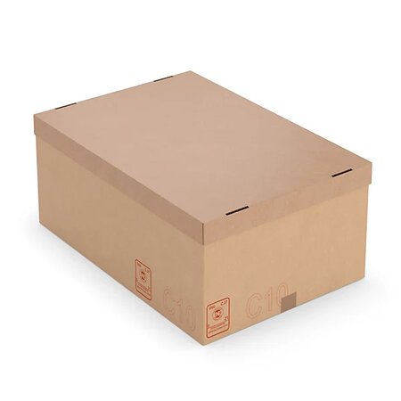 Caisse carton galia double cannelure avec couvercle renforcé 60x40x25 cm (lot de 20)