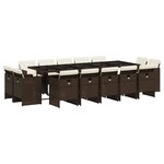 vidaXL Ensemble à manger de jardin avec coussins 15 Pièces marron rotin