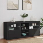 vidaXL Buffet avec lumières LED noir 162x37x67 cm