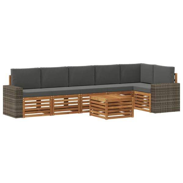 vidaXL Ensemble de canapé d'angle 7 Pièces Naturel et Anthracite