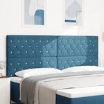 vidaXL Tête de lit avec boutons en cristal tufté bleu foncé 200 cm en velours