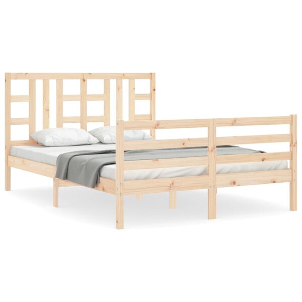 vidaXL Cadre de lit avec tête de lit 140x200 cm bois massif