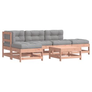 vidaXL Salon de jardin 6 Pièces avec coussins bois massif Douglas
