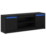 vidaXL Meuble TV avec LED en chêne noir  139 5x34x50 cm  en bois d'ingénierie