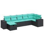 vidaXL Salon de jardin 7 Pièces avec coussins noir résine tressée