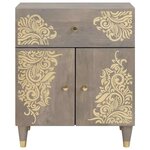 vidaXL Cabinet de chevet avec porte avec tiroir Gris 50 x 33 x 60 cm