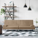 vidaXL Canapé-lit avec porte-gobelets cappuccino similicuir