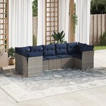 vidaXL Salon de jardin 7 Pièces avec coussins gris résine tressée