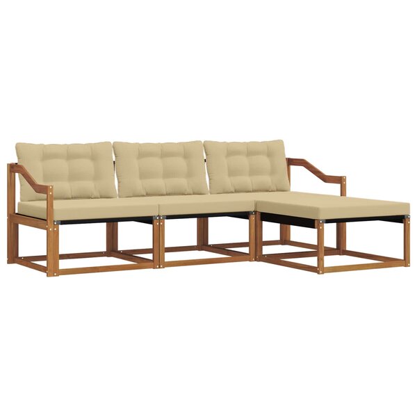 vidaXL Ensemble de canapés d'extérieur 4 Pièces Naturel et Beige