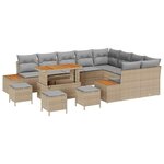 vidaXL Ensemble de canapé de jardin 13 Pièces Beige polyrotin