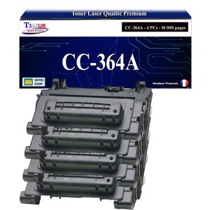 T3AZUR -4x Toners compatibles avec HP CC364A / CE390A (64A/90A) pour HP Laserjet M601  M601DN  M601N  M602  M602DN  M602N