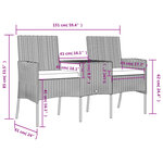 vidaXL Canapé de jardin 2 places et table basse Résine tressée Marron