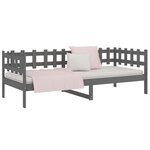 vidaXL Lit de jour Gris 90x190 cm Bois de pin massif
