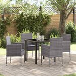 vidaXL Ensemble de salle à manger pour jardin 5 Pièces Gris polyrotin