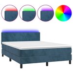 vidaXL Sommier à lattes de lit avec matelas LED Bleu foncé 140x190 cm