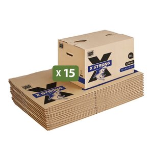 Pack and Move - Lot de 15 Cartons Déménagement X Strong - 60 x 40 x 40 cm - Charge 40 kg - Extrême Résistance - Grande Capacité