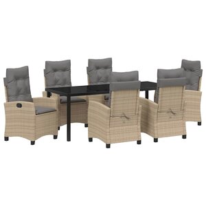 vidaXL Ensemble de salle à manger pour jardin 7 pc Beige polyrotin