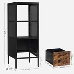 Caisson de bureau meuble de rangement pour dossiers avec compartiments ouverts et tiroir cadre en acier pour bureau salon 105 cm marron rustique et noir