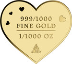 Monnaie I LOVE YOU 1/1000 Oz Medaille Or (PRÉCOMMANDE)