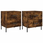 vidaXL Tables de chevet 2Pièces chêne fumé 40x35x47 5cm bois d’ingénierie