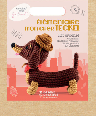 Kit Amigurumi crochet Teckel 18 cm
