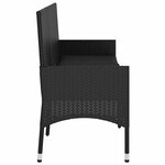vidaXL Banc de jardin à 3 places avec coussins Noir Résine tressée