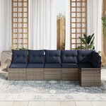 vidaXL Ensemble de canapé de jardin avec coussin 6 Pièces Gris polyrotin