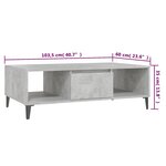 vidaXL Table basse Gris béton 103 5x60x35 cm Aggloméré