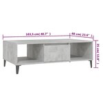 Vidaxl table basse gris béton 103 5x60x35 cm aggloméré