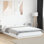 vidaXL Cadre de lit avec lumières LED blanc 120x190 cm bois ingénierie
