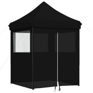 vidaXL Tente de réception pliable escamotable 4 parois latérales noir