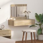 vidaXL Table de Maquillage Suspendue Chêne de Sonoma 83x40x70 cm