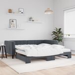 vidaXL Lit de jour et gigogne et matelas gris foncé 100x200 cm velours