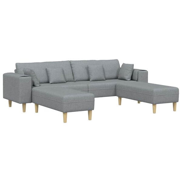 Sofa en tissu avec coussin 3 Pièces Gris clair 208 cm tissu
