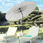 Parasol inclinable rond avec manivelle aluminium fibre de verre polyester diamètre 2 60 m coloris crème