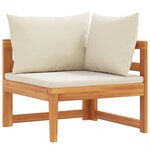 vidaXL Canapé d'angle avec coussins blanc crème Bois d'acacia solide