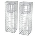 vidaXL Jardinière/Poteau de panier de gabion 2 Pièces Acier 50x50x160 cm
