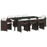 vidaXL Ensemble de salle à manger pour jardin 9 pc Marron polyrotin