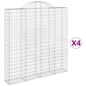 vidaXL Paniers à gabions arqués 4 Pièces 200x30x200/220 cm fer galvanisé
