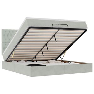 vidaXL Cadre de lit ottoman avec matelas gris clair 200x200 cm velours