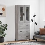 vidaXL Buffet haut Sonoma gris 69 5x34x180 cm Bois d'ingénierie