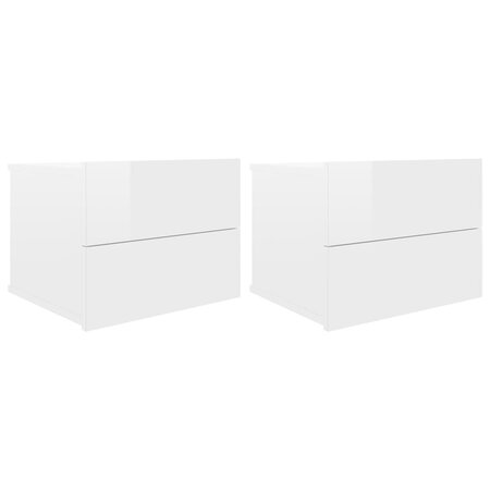 vidaXL Tables de chevet 2 Pièces Blanc brillant 40 x 30 x 30 cm Aggloméré