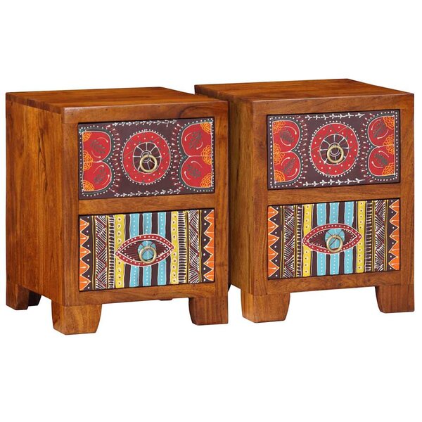 vidaXL Table de chevet 2 Pièces 35x35x45 cm bois d'acacia massif